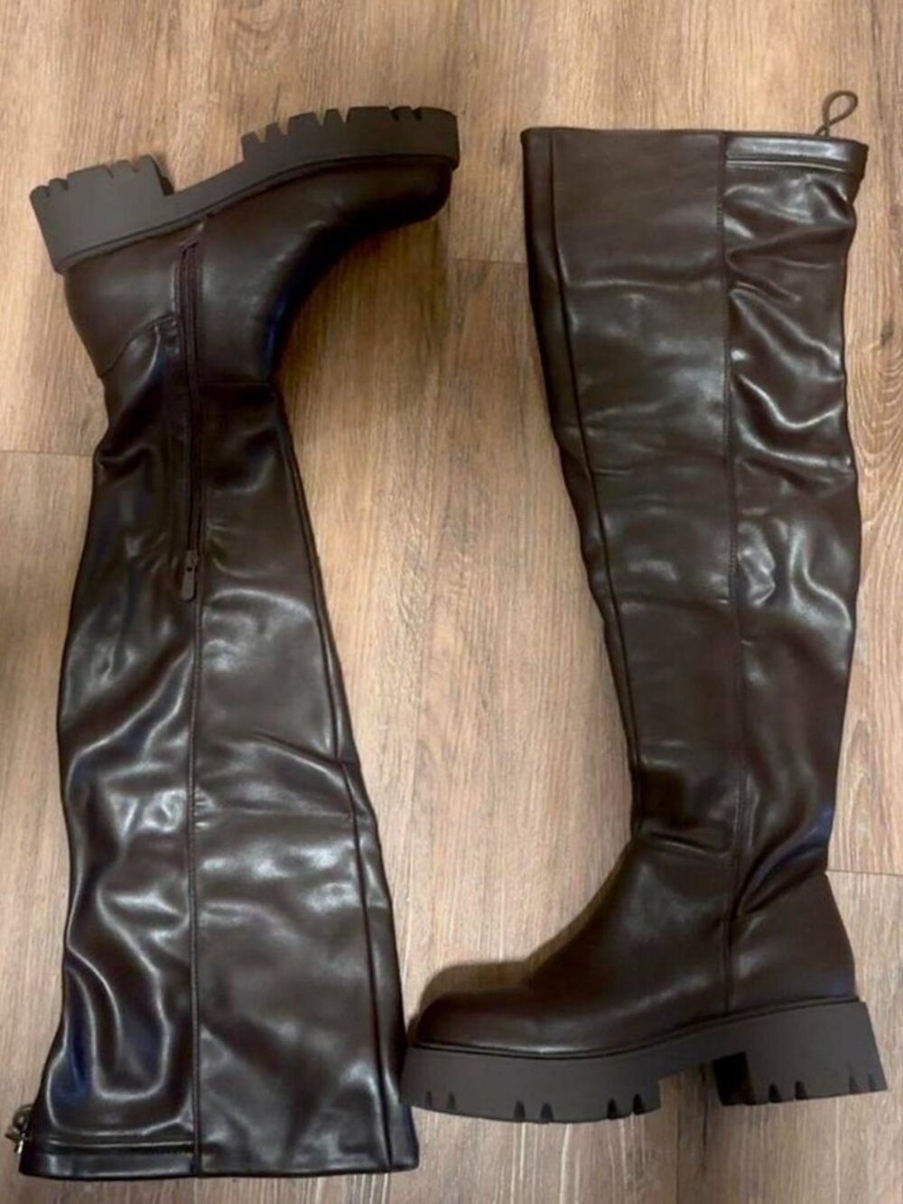 Brown Over the knee chunky boots